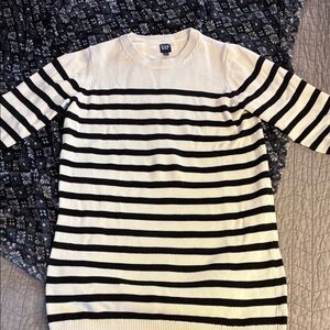 GAP Black and White Striped Knit Tunic Dress